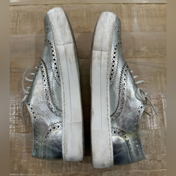 Shellys London STELLA  metallic silver Oxford platform shoes sneakers lace up - Picture 8 of 14